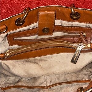 Michael Kors Tan Leather Shoulder Bag with Gold Accents